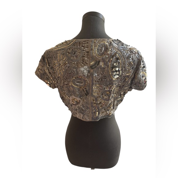 White House Black Market Sequin Bolero Jacket Champagne Medium - Picture 4 of 9